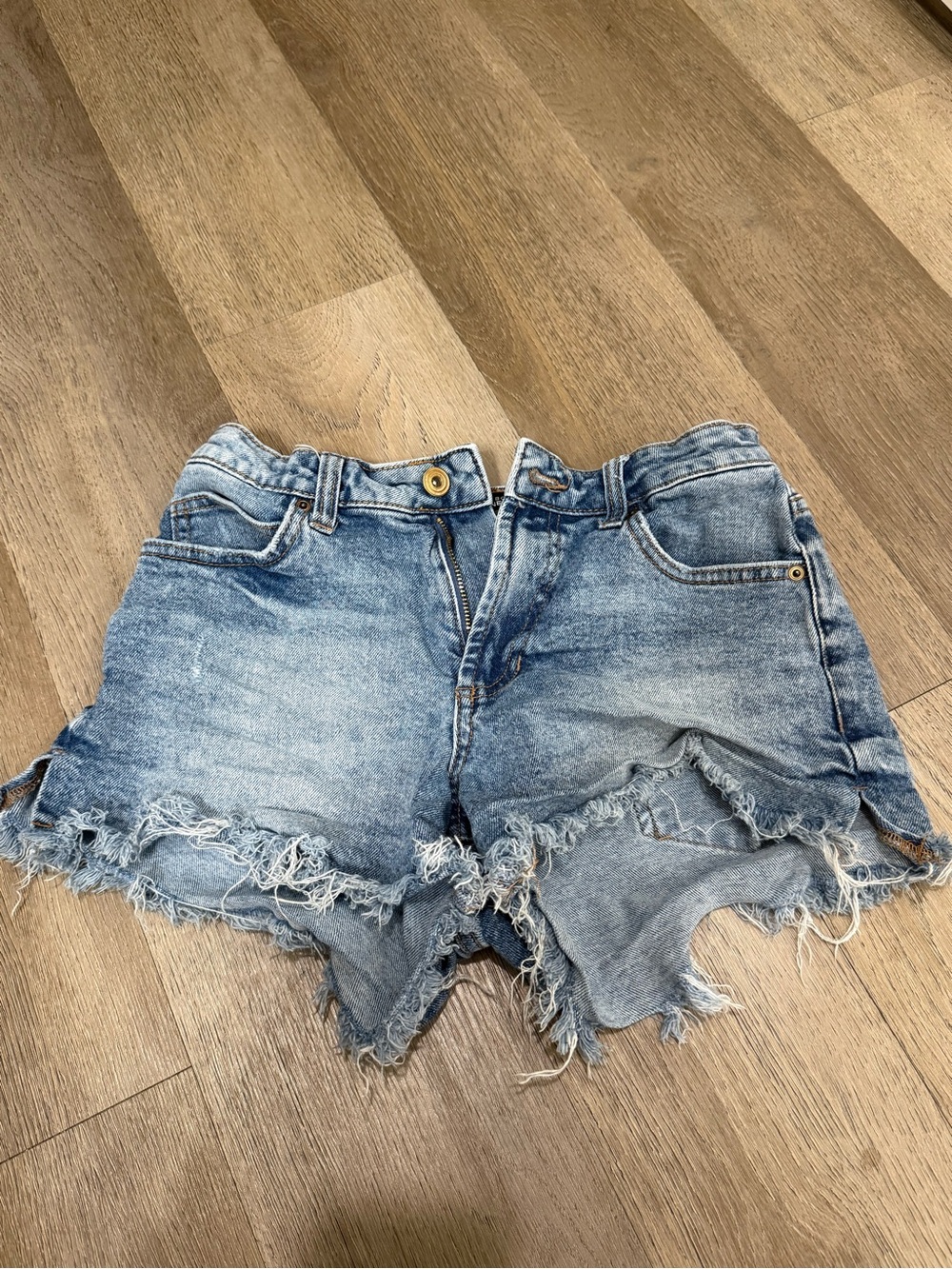 BCBGeneration Light Blue Frayed Denim Cutoff Shorts